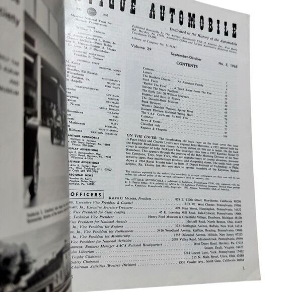 Antique Automobile 1965 Magazine September-October Volume 29 Issue 5 - Picture 3 of 3